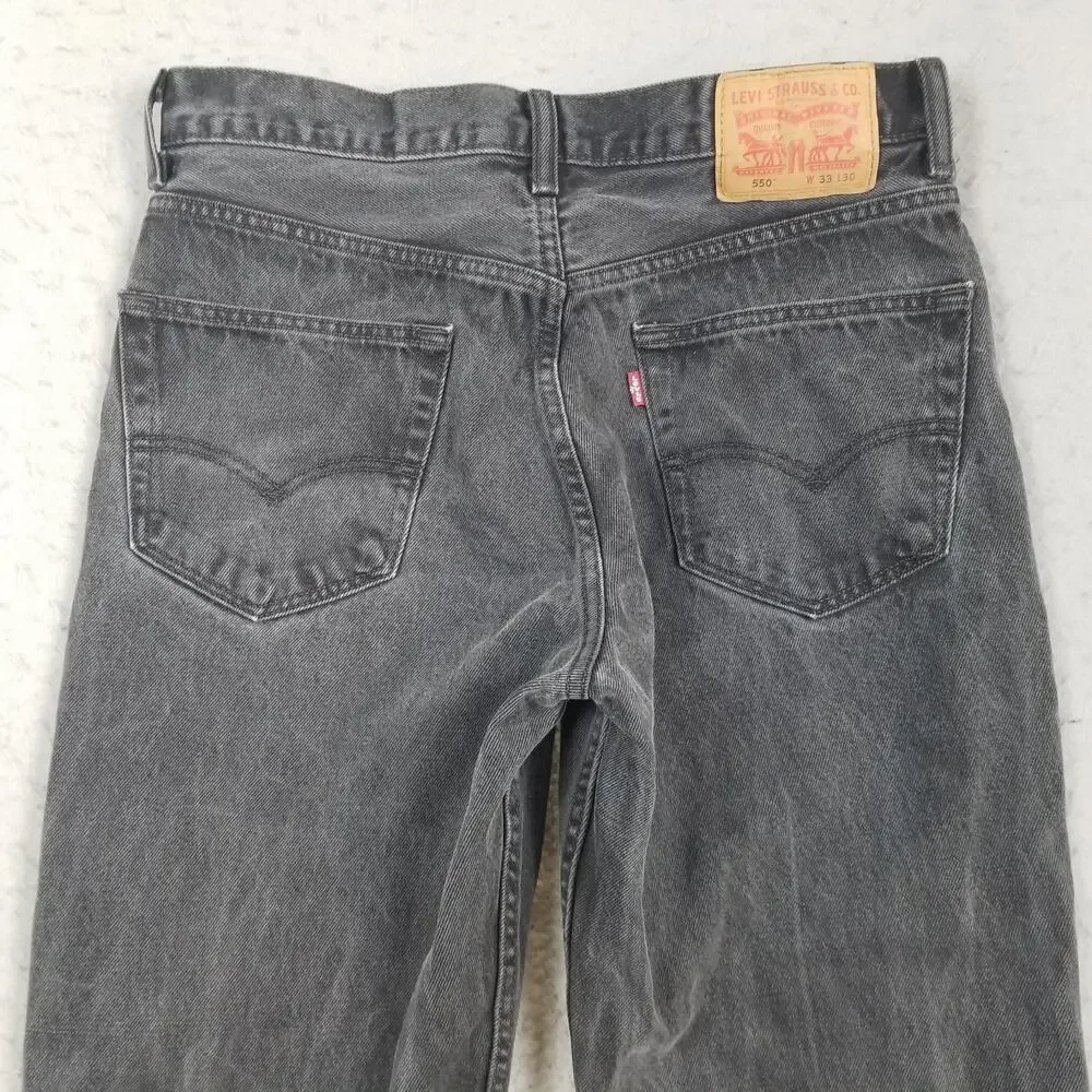 Levis 550 Relaxed Fit Jeans Mens 33x30 Gray Charcoal‎ Wash Tapered Denim Pants